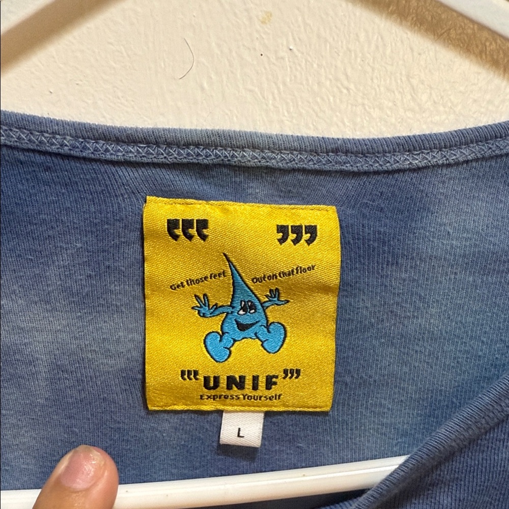 UNIF Blue Tie-Dye Top with Graphic Design - Picture 2 of 5